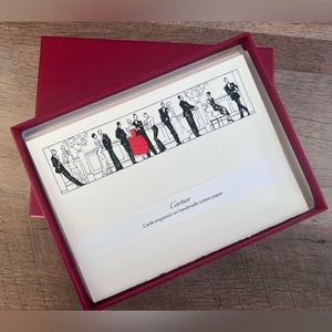 Cartier Stationery “Elegant Party” Engraved Cotton 10 Note Cards/Lined Envelopes